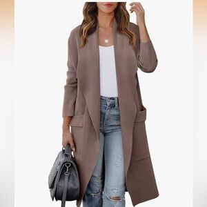 Prinbarab Stylish Brown Open FrontLonf Sleeve  Cardigan Size Small